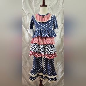tutu & lulu 3-4T outfit Red, White & Blue ruffles